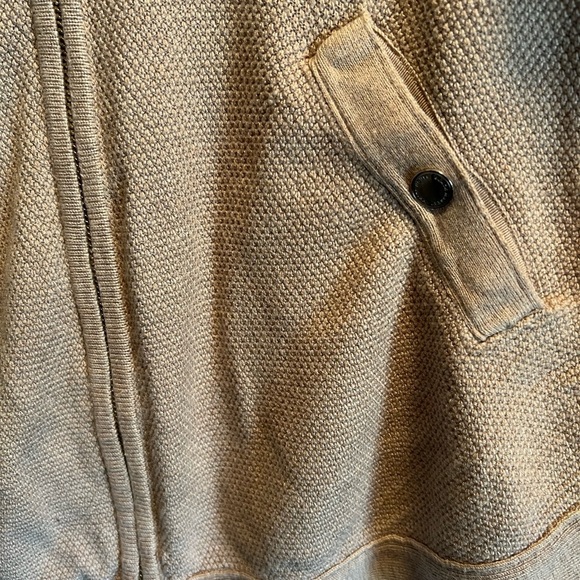 Whitehouse Black Market tan sweater. Zip up, half sleeves. Rounded bottom. - Picture 3 of 7